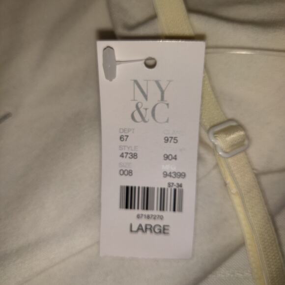 New York & Company Tank Camisole White Top L Silver Lace Adjustable Straps NWT - Picture 6 of 13